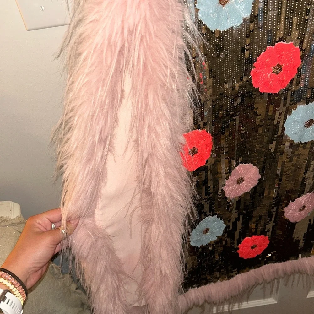CeliaB Sequin and Fur Midi Cocktail Dress - Picture 4 of 7